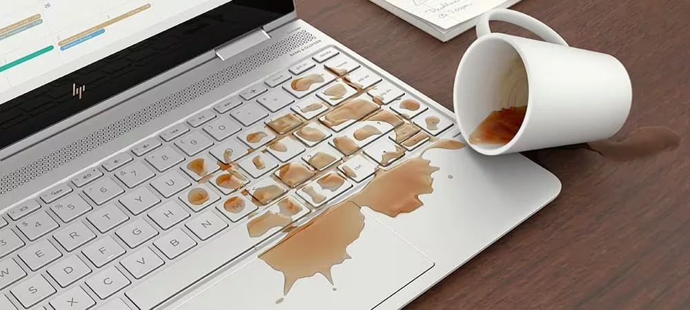 coffee spilled on laptop